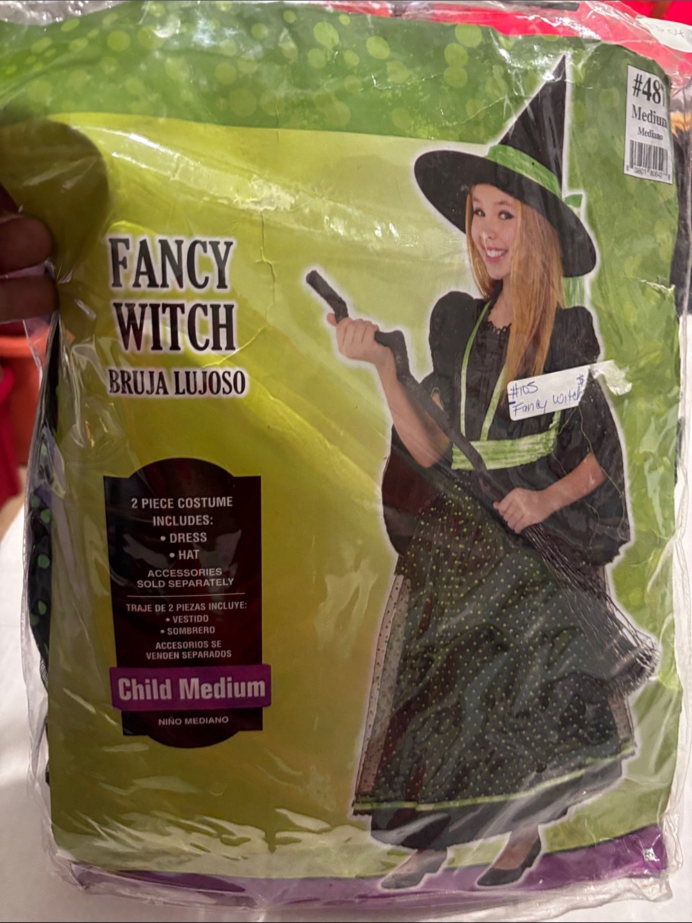 Child Costume - Fancy Witch Black & Green Dress with Hat